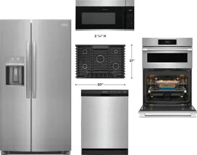 5 Piece Package Includes Refrigerator, Cooktop, Wall Oven, Microwave And Dishwasher