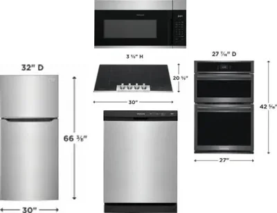 5 Piece Package Includes Refrigerator, Cooktop, Wall Oven, Microwave And Dishwasher
