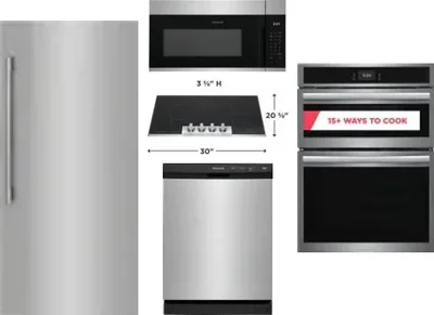 5 Piece Package Includes Refrigerator, Cooktop, Wall Oven, Microwave And Dishwasher