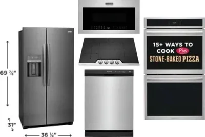 5 Piece Package Includes Refrigerator, Cooktop, Wall Oven, Microwave And Dishwasher