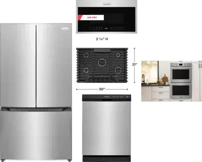 5 Piece Package Includes Refrigerator, Cooktop, Wall Oven, Microwave And Dishwasher