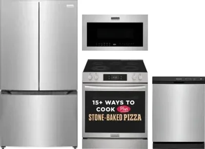 4 Piece Package Includes Refrigerator, Range, Microwave And Dishwasher