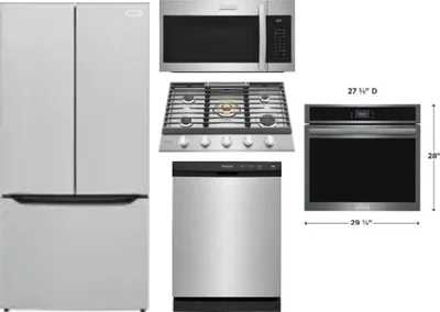 5 Piece Package Includes Refrigerator, Cooktop, Wall Oven, Microwave And Dishwasher