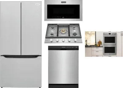 5 Piece Package Includes Refrigerator, Cooktop, Wall Oven, Microwave And Dishwasher