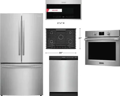 5 Piece Package Includes Refrigerator, Cooktop, Wall Oven, Microwave And Dishwasher