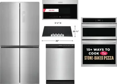 5 Piece Package Includes Refrigerator, Cooktop, Wall Oven, Microwave And Dishwasher
