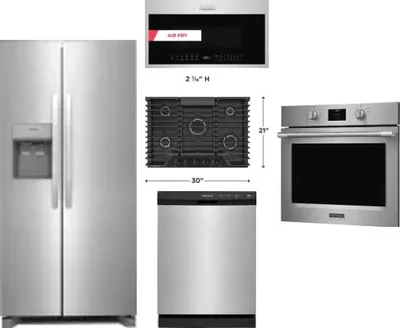 5 Piece Package Includes Refrigerator, Cooktop, Wall Oven, Microwave And Dishwasher