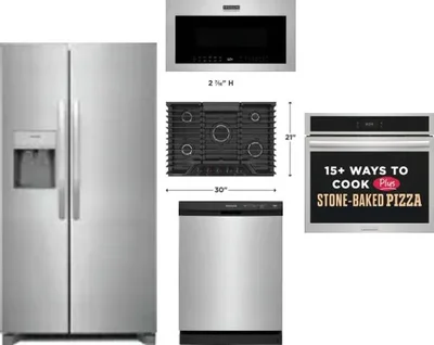 5 Piece Package Includes Refrigerator, Cooktop, Wall Oven, Microwave And Dishwasher