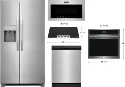 5 Piece Package Includes Refrigerator, Cooktop, Wall Oven, Microwave And Dishwasher