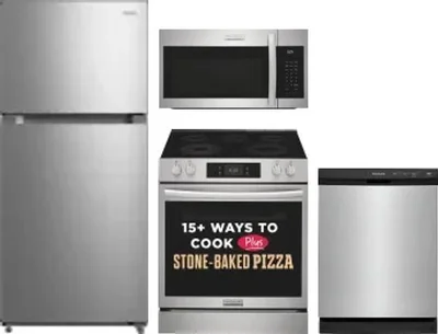 4 Piece Package Includes Refrigerator, Range, Microwave And Dishwasher