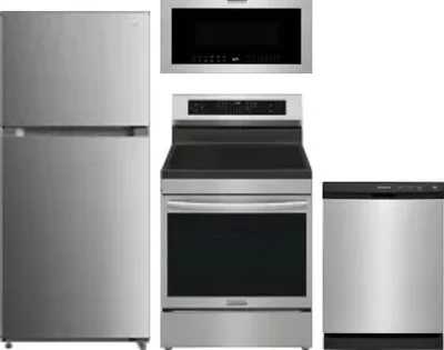 4 Piece Package Includes Refrigerator, Range, Microwave And Dishwasher