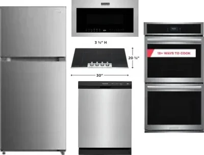 5 Piece Package Includes Refrigerator, Cooktop, Wall Oven, Microwave And Dishwasher