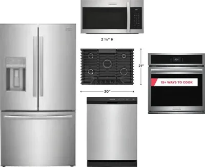 5 Piece Package Includes Refrigerator, Cooktop, Wall Oven, Microwave And Dishwasher