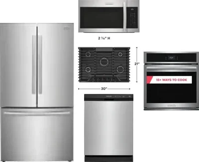 5 Piece Package Includes Refrigerator, Cooktop, Wall Oven, Microwave And Dishwasher