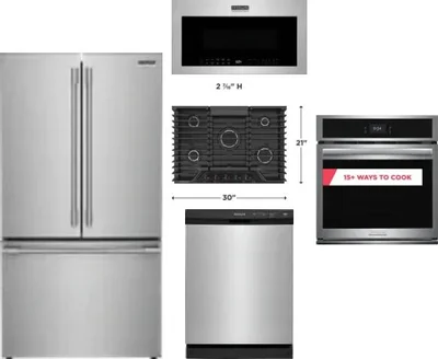 5 Piece Package Includes Refrigerator, Cooktop, Wall Oven, Microwave And Dishwasher