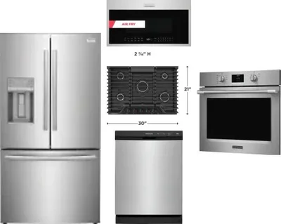 5 Piece Package Includes Refrigerator, Cooktop, Wall Oven, Microwave And Dishwasher