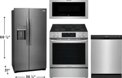 4 Piece Package Includes Refrigerator, Range, Microwave And Dishwasher