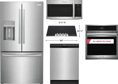5 Piece Package Includes Refrigerator, Cooktop, Wall Oven, Microwave And Dishwasher
