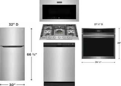 5 Piece Package Includes Refrigerator, Cooktop, Wall Oven, Microwave And Dishwasher