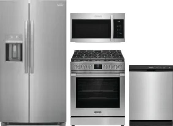 4 Piece Package Includes Refrigerator, Range, Microwave And Dishwasher