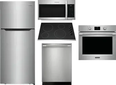 5 Piece Package Includes Refrigerator, Cooktop, Wall Oven, Microwave And Dishwasher