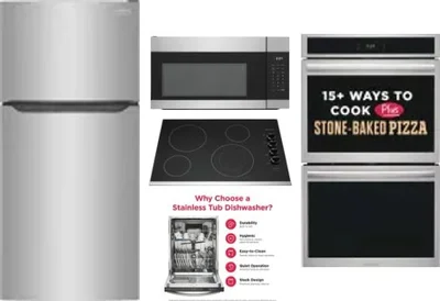 5 Piece Package Includes Refrigerator, Cooktop, Wall Oven, Microwave And Dishwasher
