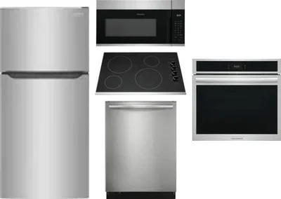 5 Piece Package Includes Refrigerator, Cooktop, Wall Oven, Microwave And Dishwasher