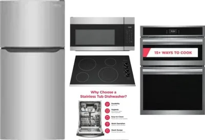 5 Piece Package Includes Refrigerator, Cooktop, Wall Oven, Microwave And Dishwasher
