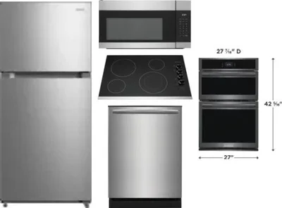 5 Piece Package Includes Refrigerator, Cooktop, Wall Oven, Microwave And Dishwasher