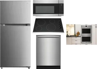 5 Piece Package Includes Refrigerator, Cooktop, Wall Oven, Microwave And Dishwasher