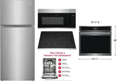 5 Piece Package Includes Refrigerator, Cooktop, Wall Oven, Microwave And Dishwasher