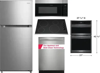 5 Piece Package Includes Refrigerator, Cooktop, Wall Oven, Microwave And Dishwasher