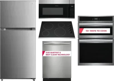 5 Piece Package Includes Refrigerator, Cooktop, Wall Oven, Microwave And Dishwasher