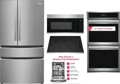 5 Piece Package Includes Refrigerator, Cooktop, Wall Oven, Microwave And Dishwasher