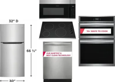 5 Piece Package Includes Refrigerator, Cooktop, Wall Oven, Microwave And Dishwasher