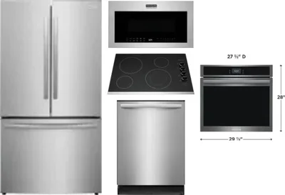 5 Piece Package Includes Refrigerator, Cooktop, Wall Oven, Microwave And Dishwasher