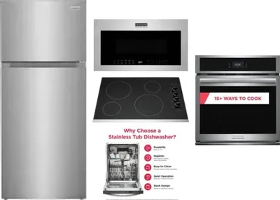 5 Piece Package Includes Refrigerator, Cooktop, Wall Oven, Microwave And Dishwasher