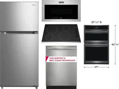 5 Piece Package Includes Refrigerator, Cooktop, Wall Oven, Microwave And Dishwasher