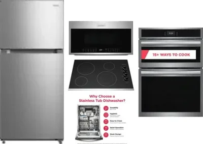 5 Piece Package Includes Refrigerator, Cooktop, Wall Oven, Microwave And Dishwasher
