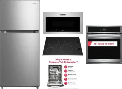 5 Piece Package Includes Refrigerator, Cooktop, Wall Oven, Microwave And Dishwasher