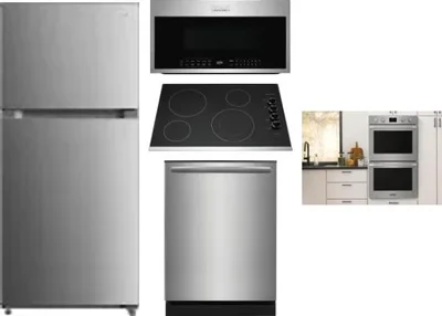 5 Piece Package Includes Refrigerator, Cooktop, Wall Oven, Microwave And Dishwasher