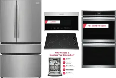 5 Piece Package Includes Refrigerator, Cooktop, Wall Oven, Microwave And Dishwasher