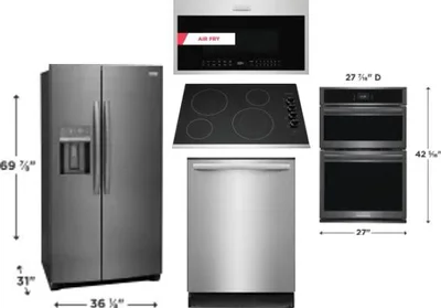 5 Piece Package Includes Refrigerator, Cooktop, Wall Oven, Microwave And Dishwasher