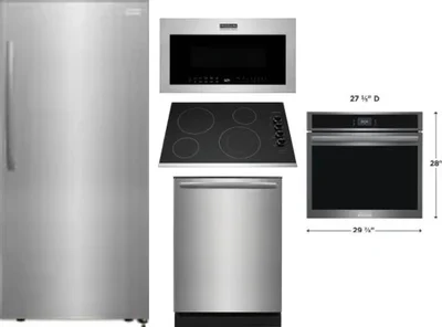 5 Piece Package Includes Refrigerator, Cooktop, Wall Oven, Microwave And Dishwasher