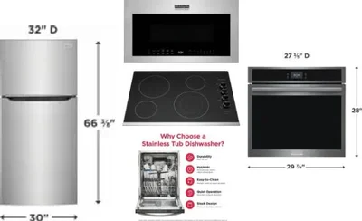 5 Piece Package Includes Refrigerator, Cooktop, Wall Oven, Microwave And Dishwasher