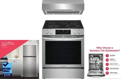 4 Piece Package Includes Refrigerator, Range, Hood And Dishwasher