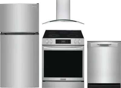 4 Piece Package Includes Refrigerator, Range, Hood And Dishwasher