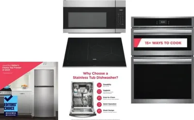 5 Piece Package Includes Refrigerator, Cooktop, Wall Oven, Microwave And Dishwasher
