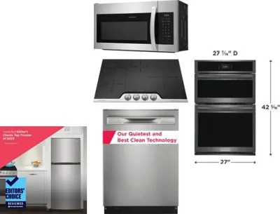 5 Piece Package Includes Refrigerator, Cooktop, Wall Oven, Microwave And Dishwasher