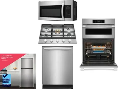 5 Piece Package Includes Refrigerator, Cooktop, Wall Oven, Microwave And Dishwasher